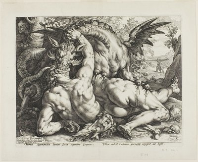 Drak požírající společníky Cadma od Hendrick Goltzius