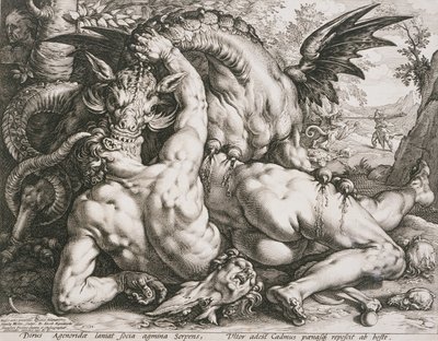 Drak požírající Kadmovy druhy od Hendrick Goltzius