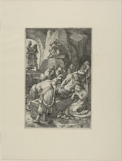The Entombment, deska jedenáctá z Umučení Krista od Hendrick Goltzius