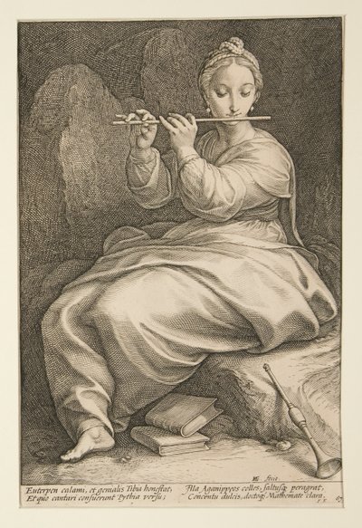 Devět múz: Euterpe, číslo 6 v sérii 9 od Hendrick Goltzius