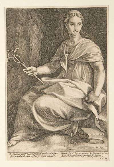 Devět múz: Polyhymnia, číslo 8 v sérii 9 od Hendrick Goltzius