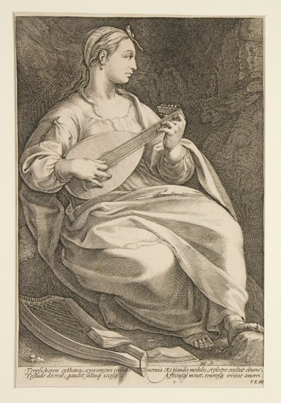 Devět múz: Terpsichore, číslo 5 v sérii 9 od Hendrick Goltzius