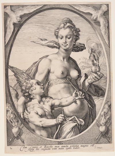 Venuše a Amor, z knihy Tři pohanští bohové nebo bohyně od Hendrick Goltzius