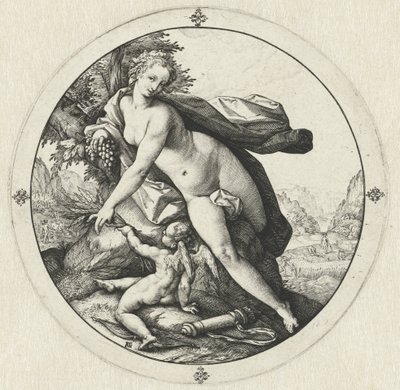 Venuše a Amor Venuše zamrzne bez Ceres a Bacchus (název na objektu) od Hendrick Goltzius