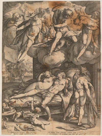 Vulkán překvapil Mars a Venuši od Hendrick Goltzius