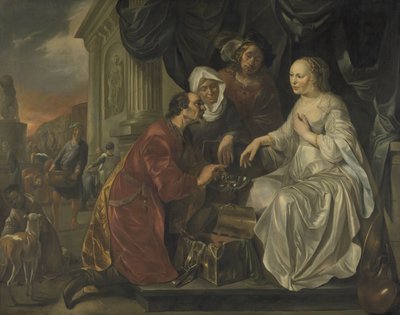 Rebecca přijímá dárky od Abrahamova služebníka od Hendrick Heerschop