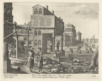 Panoráma města s klaněním pastýřů od Hendrick Hondius (I)