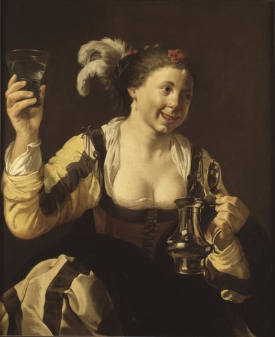Dívka držící sklenici (le gout, serie des cinq sens) - Dívka držící sklenici (Taste. Ze série ""The Five Senses""), Terbrugghen, Hendrick Jansz (1588-1629). olej na plátně od Hendrick Jansz Terbrugghen