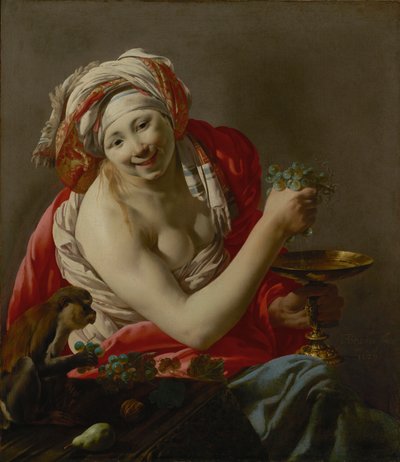 Bacchante s opicí od Hendrick ter Brugghen