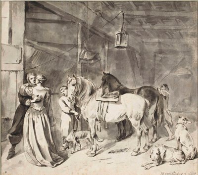 Kavalír loučící se s dámou, 1678 od Hendrick Verschuring