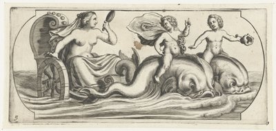 Amfitrit na voze Nouveau Livre des Dieux et Deeßes De la Marine Bouckje mořských bohů a bohyň (název série) od Hendrick de Keyser (I)