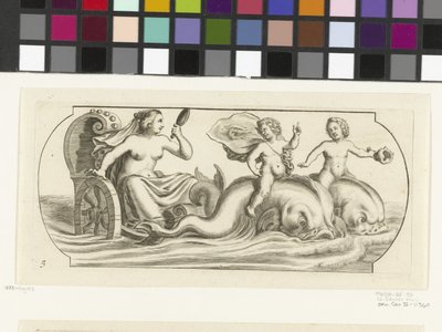 Amfitrit na voze Nouveau Livre des Dieux et Deeßes De la Marine Bouckje mořských bohů a bohyň (název série) od Hendrick de Keyser (I)