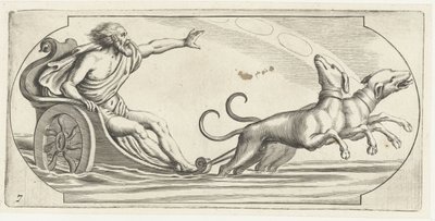 Mořský bůh na voze Nouveau Livre des Dieux et Deeßes De la Marine Bouckje mořských bohů a bohyň (název série) od Hendrick de Keyser (I)
