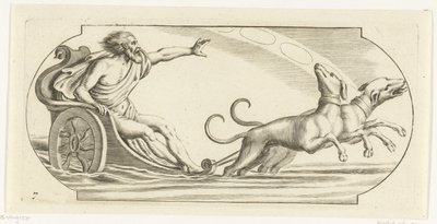 Pochod na voze Nouveau Livre des Dieux et Deeßes De la Marine Bouckje mořských bohů a bohyň (název série) od Hendrick de Keyser (I)