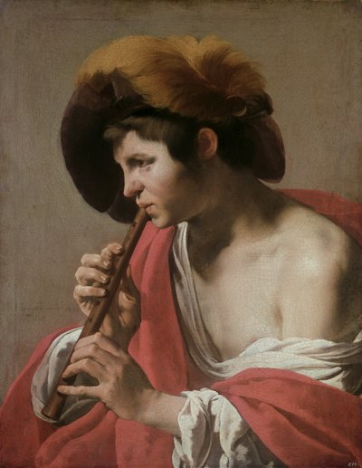 Knave hraje na zobcovou flétnu, 1621 od Hendrick ter Brugghen