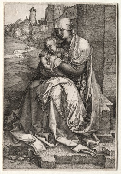 Panna a dítě sedící u zdi od Hendrick ter Brugghen