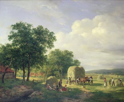 Zalesněná krajina s haymakery, 1822 od Hendrick van de Sande Bakhuyzen