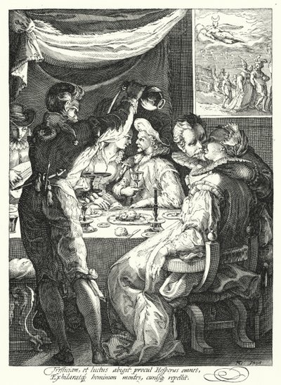 Večer (rytina) od Hendrik (after) Goltzius