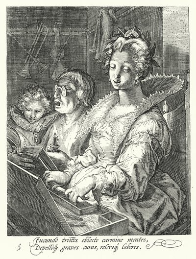 Hudba (rytina) od Hendrik (after) Goltzius