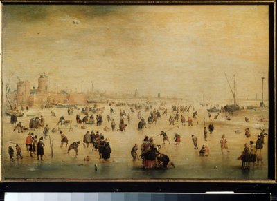 ""Ice Bruslaři"" (Zimní scéna) (holandština) Malba Hendricka Avercampa (1585-1634) cca 1615 Moskva, Puškinovo muzeum výtvarných umění od Hendrik Avercamp
