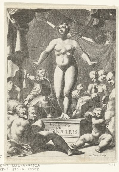 Nahá žena s pěti ňadry Titulní strana Fortunius Licetus, De Monstris, Amsterdam 1665 od Hendrik Bary