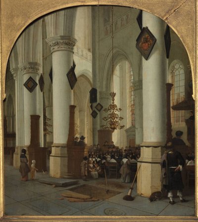 Pohled do kostela Saint Bavo v Haarlemu během mše, 1666 od Hendrik Cornelisz. van Vliet