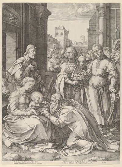 Klanění tří králů, n. d., n. d.. od Hendrik Goltzius
