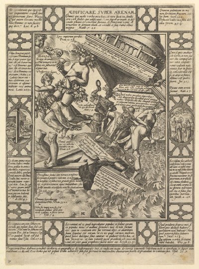 Aedificare Super Arenam, z Alegorií křesťanské víry, z Christian a P..., 1575-1617. od Hendrik Goltzius