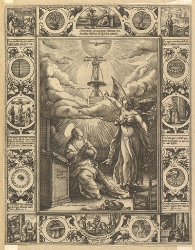 Ave Maria, z Alegorických scén o životě Kristově, z křesťanských a profánních alegorií. od Hendrik Goltzius