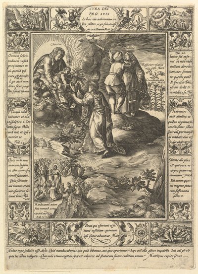 Cura Dei Pro Suis, z Alegorií křesťanské víry, z křesťanských a profánních alegorií. od Hendrik Goltzius