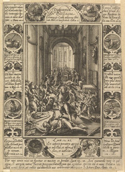 Neshody v církvi Dissidium v ​​církvi, ca. 1578 od Hendrik Goltzius