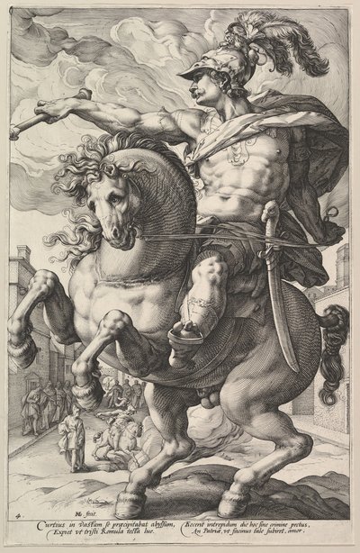 Marcus Curtius ze série Římští hrdinové, 1586. od Hendrik Goltzius