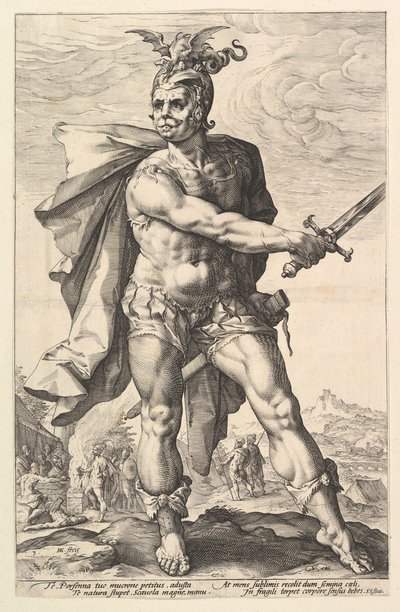 Mucius Scaevola, ze série Římští hrdinové, 1586. od Hendrik Goltzius