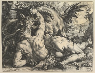 Drak požírající společníky Kadmu, 1588. od Hendrik Goltzius