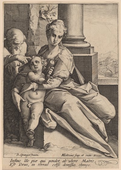 Svatá rodina od Hendrik Goltzius after Bartholomaeus Spranger