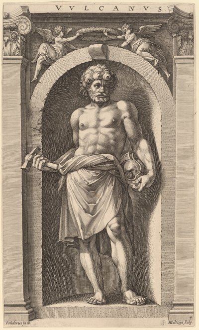 Vulkán od Hendrik Goltzius after Polidoro da Caravaggio