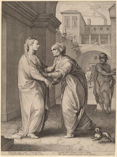 Návštěva od Hendrik Goltzius in the style of Parmigianino
