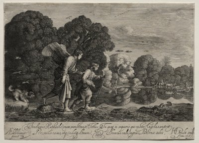 Tobias and the Angel malý talíř. od Hendrik Goudt