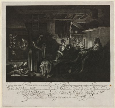 Jupiter a Merkur v domě Filemona a Baucis od Hendrik Goudt after Adam Elsheimer