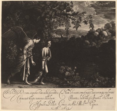 Tobias and the Angel (Velký Tobias) od Hendrik Goudt after Adam Elsheimer