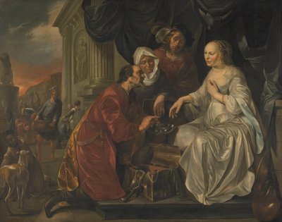 Rebeka dostává dary od Abrahamova služebníka od Hendrik Heerschop