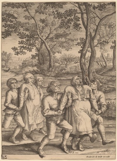 Epileptici jdoucí doprava od Hendrik Hondius I after Pieter Bruegel the Elder