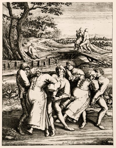 Tančící mor, Štrasburk, Alsasko. 1518 od Hendrik I Hondius
