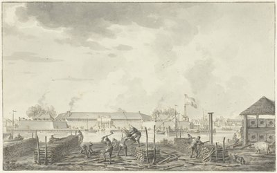 Hrad v Batavia, při pohledu z Houtkrapu od Hendrik Kobell