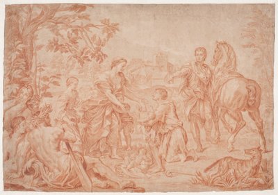 Romulus a Remus (Livy 1, 4). Studie efter Carlo Marattis maleri i Sanssouci, Potsdam (udf. 1692 pro Niccolo Maria Pallavicini) od Hendrik Krock