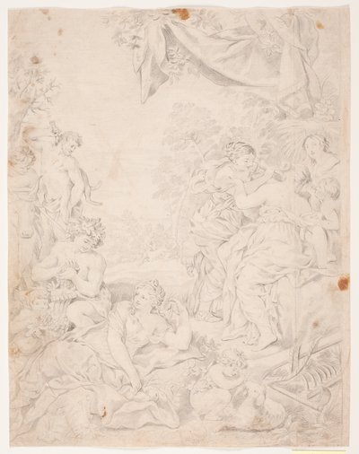 Sølvalderen. Studie po složení Pietro da Cortona v Sala della Stufa, Palazzo Pitti, Florencie od Hendrik Krock