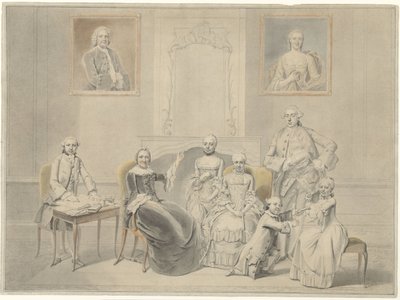 Děti Pietera Cornelis Hasselaer a Clara Wendela Sautijn, jejichž portréty visí na zdi, se svou babičkou Wendelou Eleonorou Reael od Hendrik Pothoven