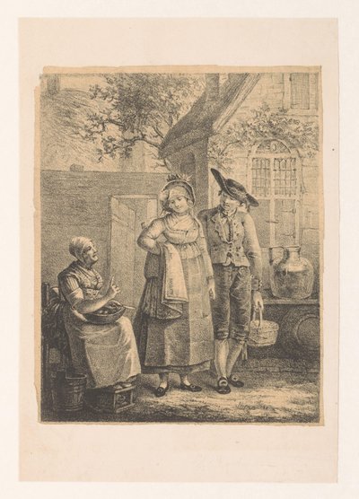 Stará žena mluví s mladým párem Napomenutí od Hendrik Rochussen