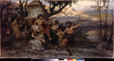 Bakchanálie. Malba Henryka Siemiradzkiho (1843-1902), olej na plátně, kolem roku 1890. Polské umění od Henryk Siemiradzki