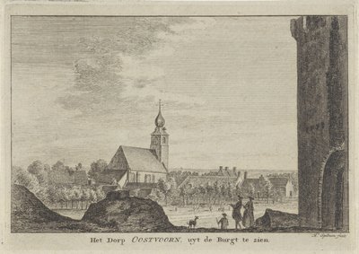 Pohled na Oostvoorne Dorp Oostvoorn, při pohledu z Burgtu (název na objektu) od Hendrik Spilman